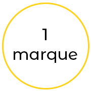Image ronde blanche avec un contour jaune et un texte "1 marque"